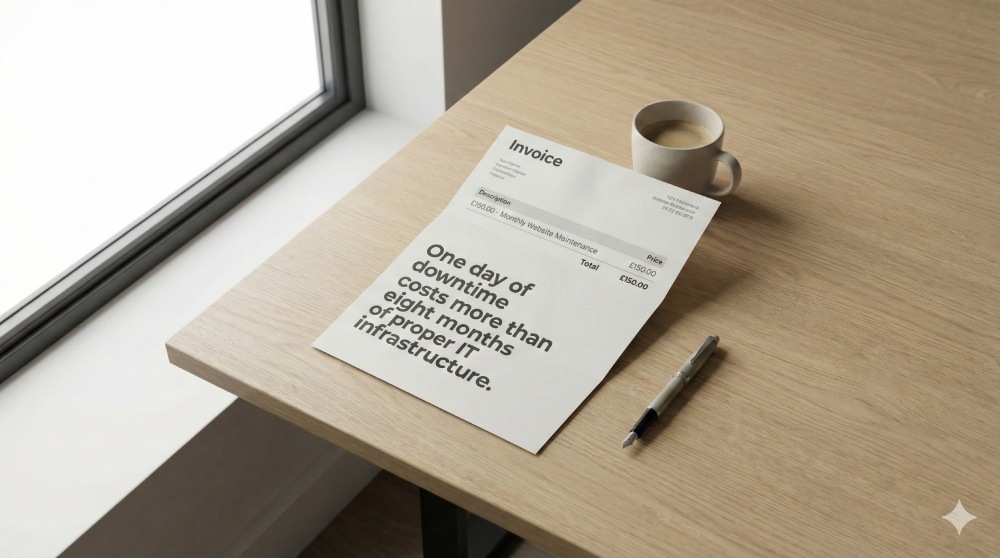 Invoice showing that one day of downtime costs more than 8 months of proper IT infrastructure management.